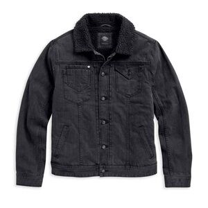 Harley Davidson Sherpa fleece collar denim jacket